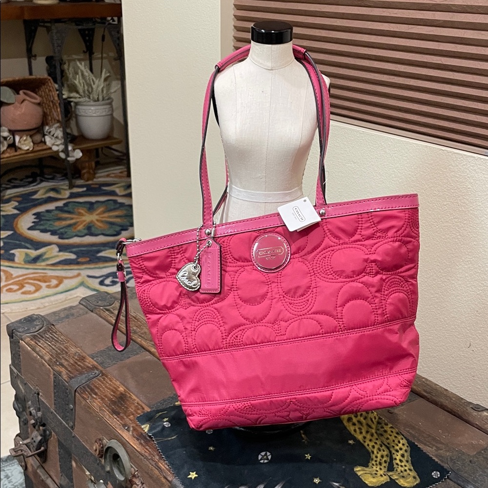 Coach NWT Signature Stitched Nylon Tote